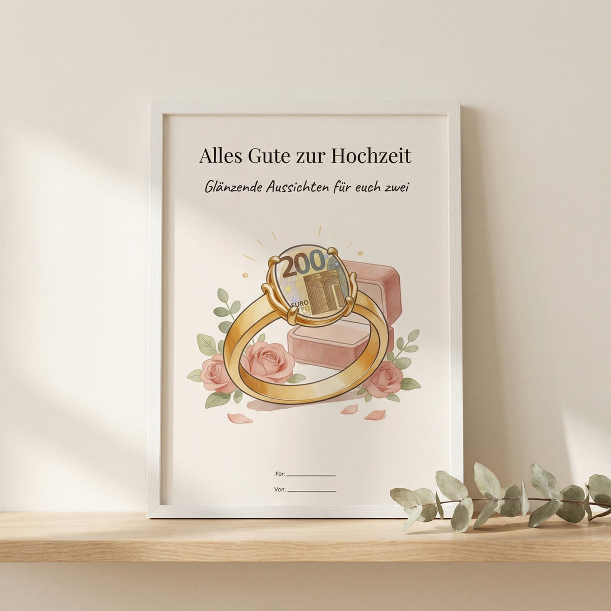 Wunscherfüller Hochzeit — Ring, Geldgeschenk Vorlage zum Ausdrucken - Lenora