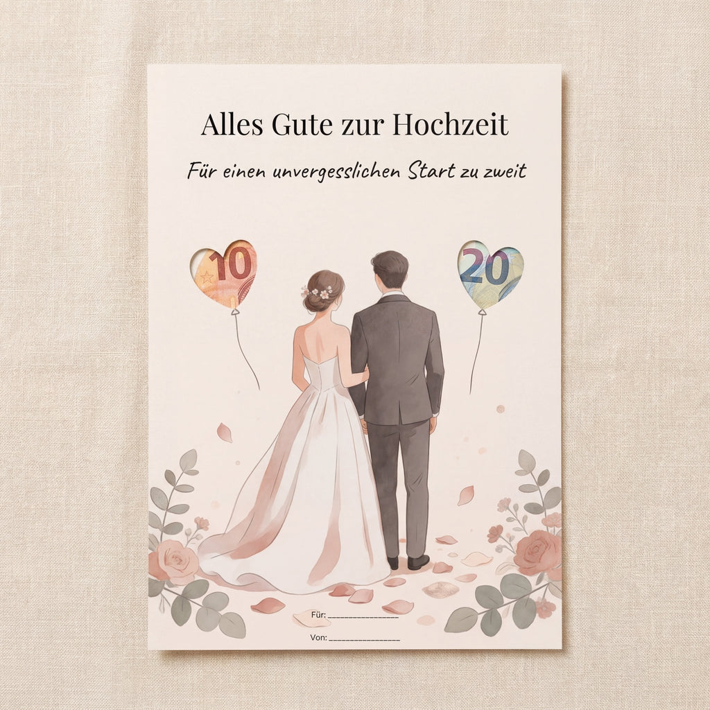Wunscherfüller Hochzeit — Brautpaar, Geldgeschenk Vorlage zum Ausdrucken - Lenora