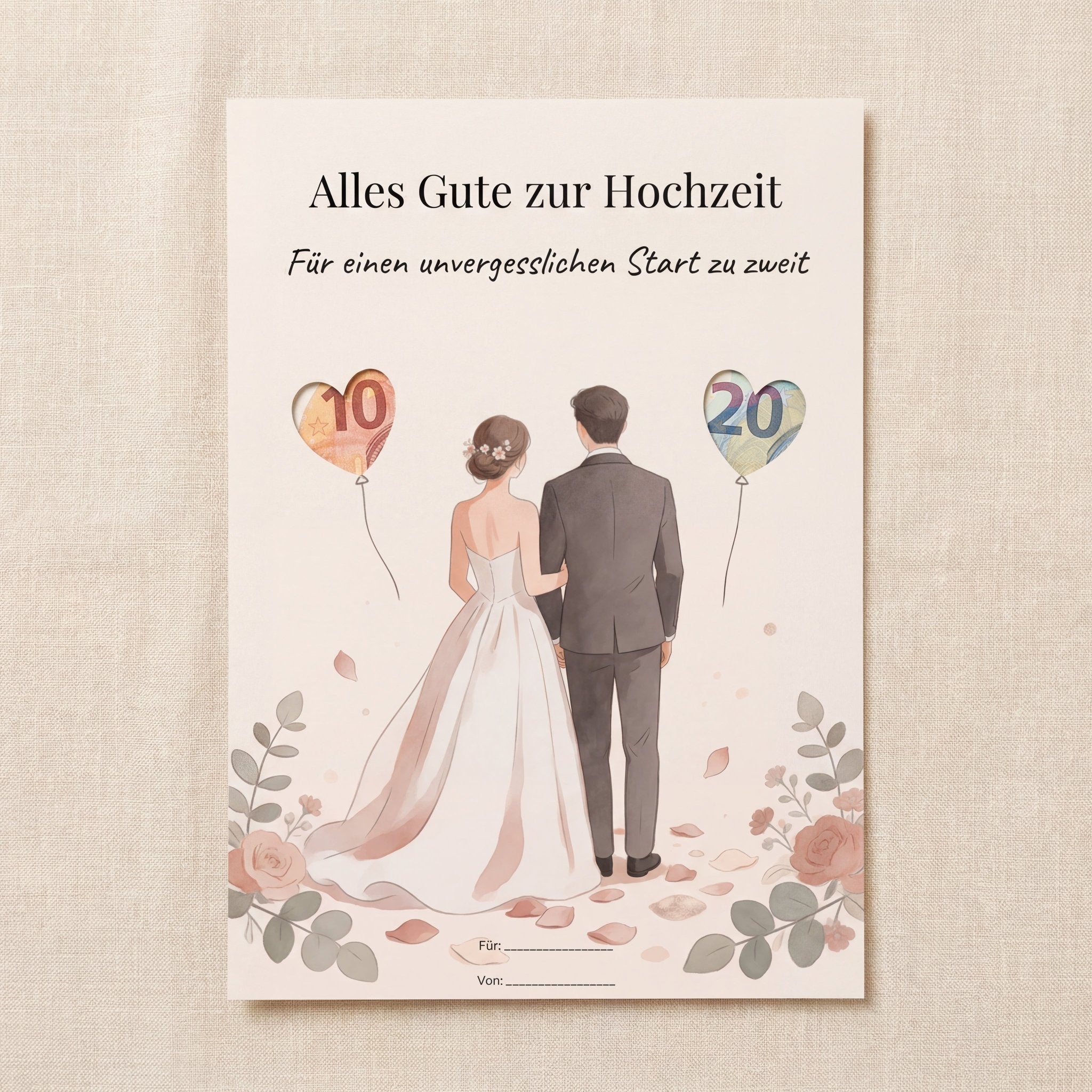 Wunscherfüller Hochzeit — Brautpaar, Geldgeschenk Vorlage zum Ausdrucken - Lenora