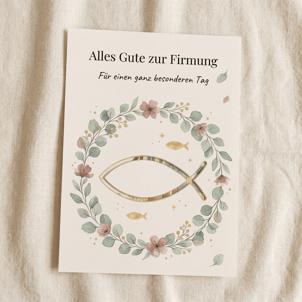 Wunscherfüller Firmung — Fisch, Geldgeschenk Vorlage zum Ausdrucken - Lenora
