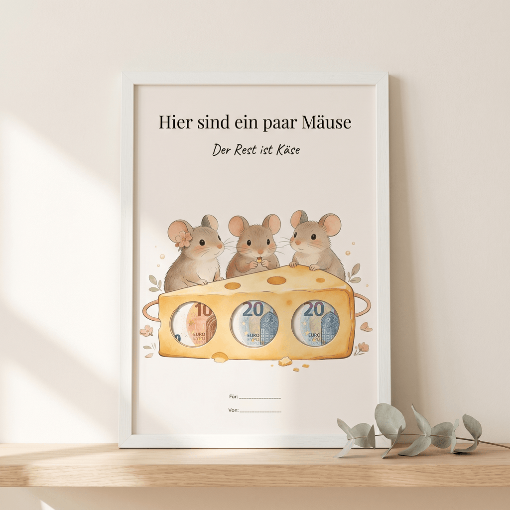 Wunscherfüller "Hier sind ein paar Mäuse" (Motiv 2), Geldgeschenk Vorlage zum Ausdrucken - Lenora