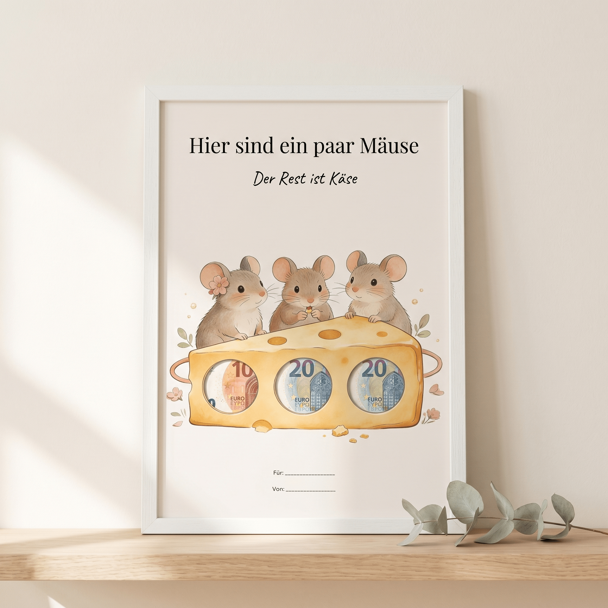 Wunscherfüller "Hier sind ein paar Mäuse" (Motiv 2), Geldgeschenk Vorlage zum Ausdrucken - Lenora