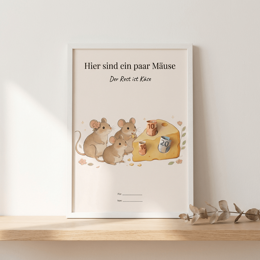 Wunscherfüller "Hier sind ein paar Mäuse" (Motiv 1), Geldgeschenk Vorlage zum Ausdrucken - Lenora
