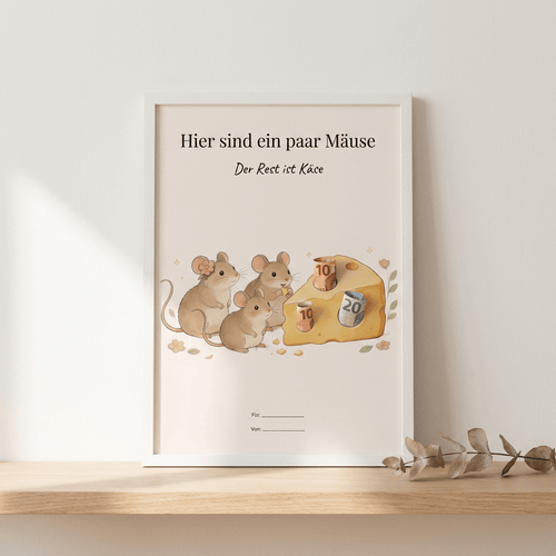 Wunscherfüller "Hier sind ein paar Mäuse" (Motiv 1), Geldgeschenk Vorlage zum Ausdrucken - Lenora