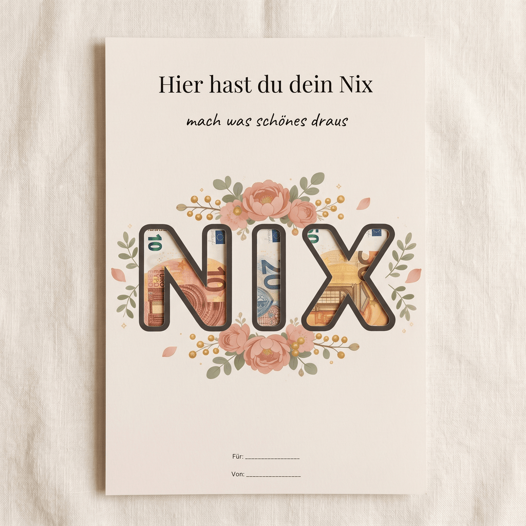 Wunscherfüller "Hier hast du dein Nix", Geldgeschenk Vorlage zum Ausdrucken - Lenora