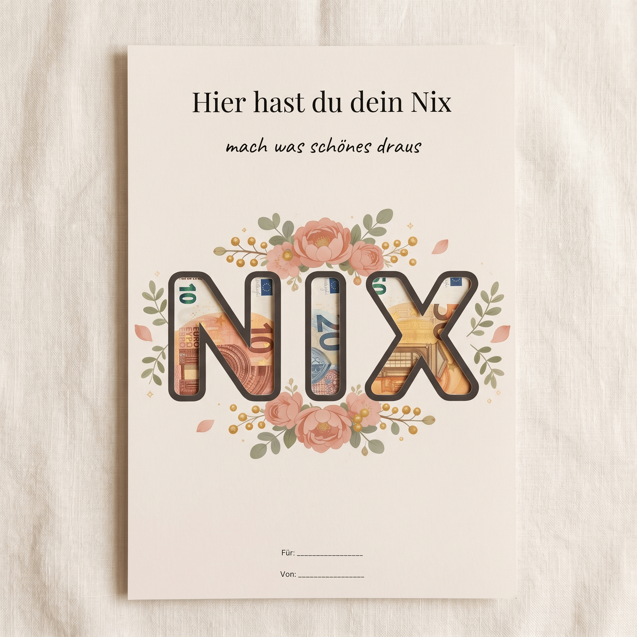 Wunscherfüller "Hier hast du dein Nix", Geldgeschenk Vorlage zum Ausdrucken - Lenora