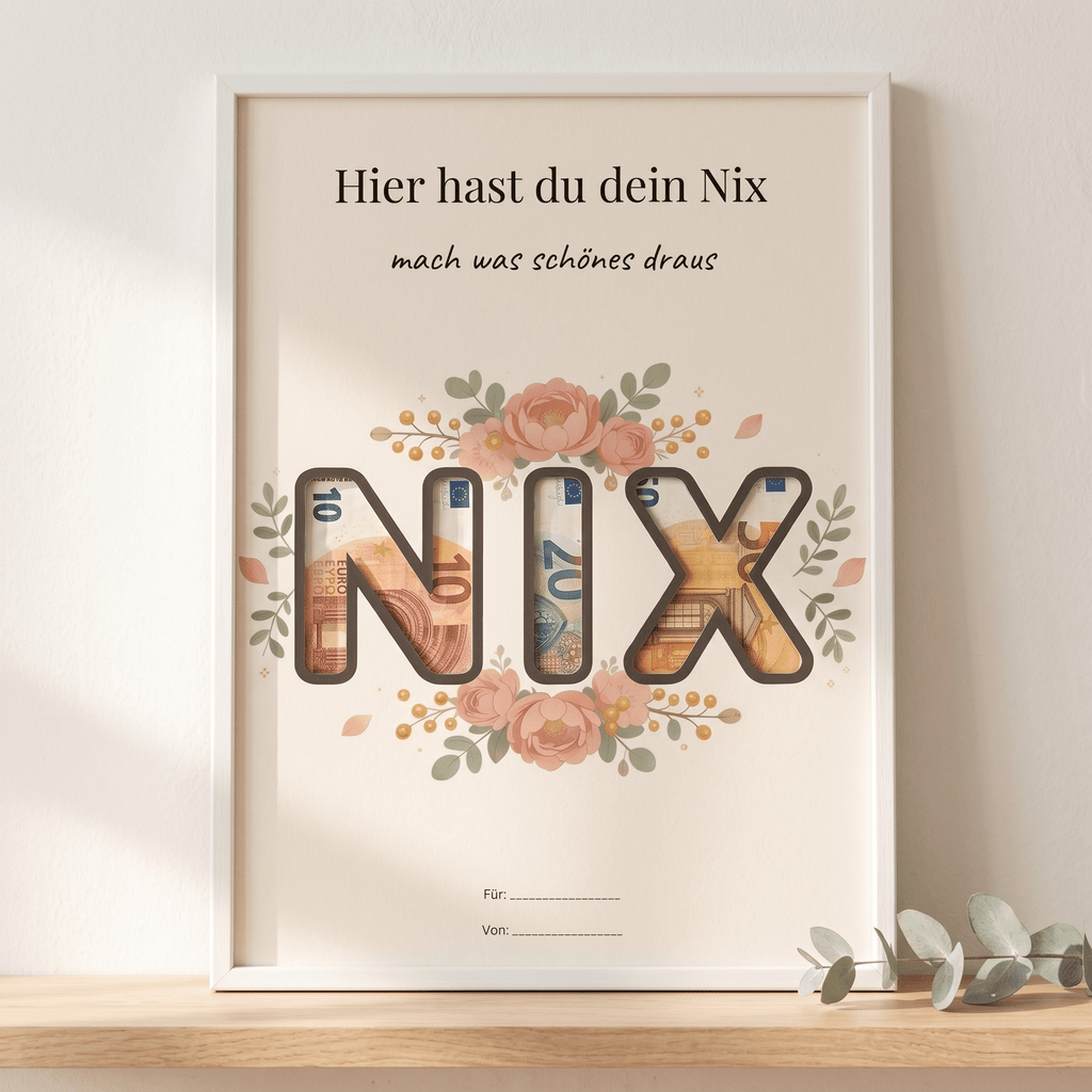 Wunscherfüller "Hier hast du dein Nix", Geldgeschenk Vorlage zum Ausdrucken - Lenora