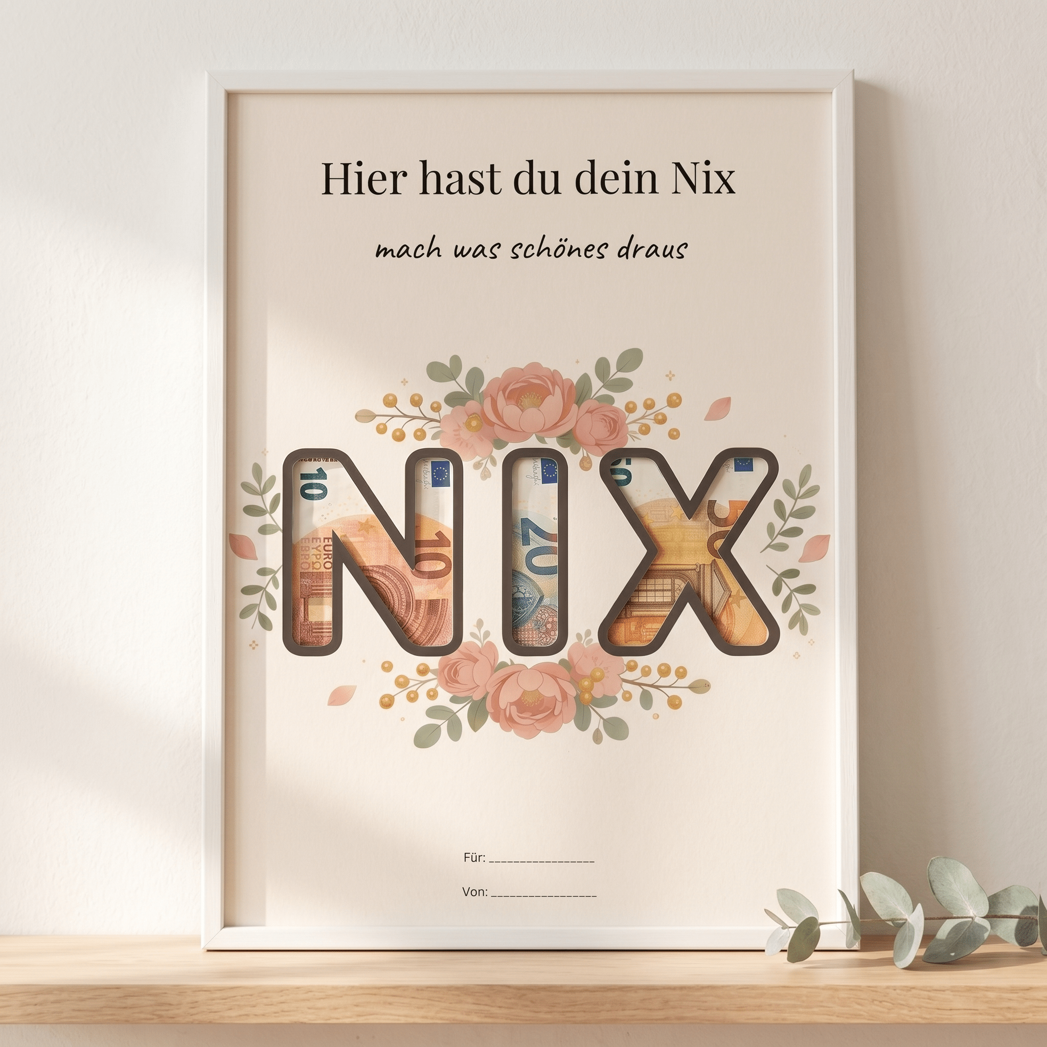 Wunscherfüller "Hier hast du dein Nix", Geldgeschenk Vorlage zum Ausdrucken - Lenora
