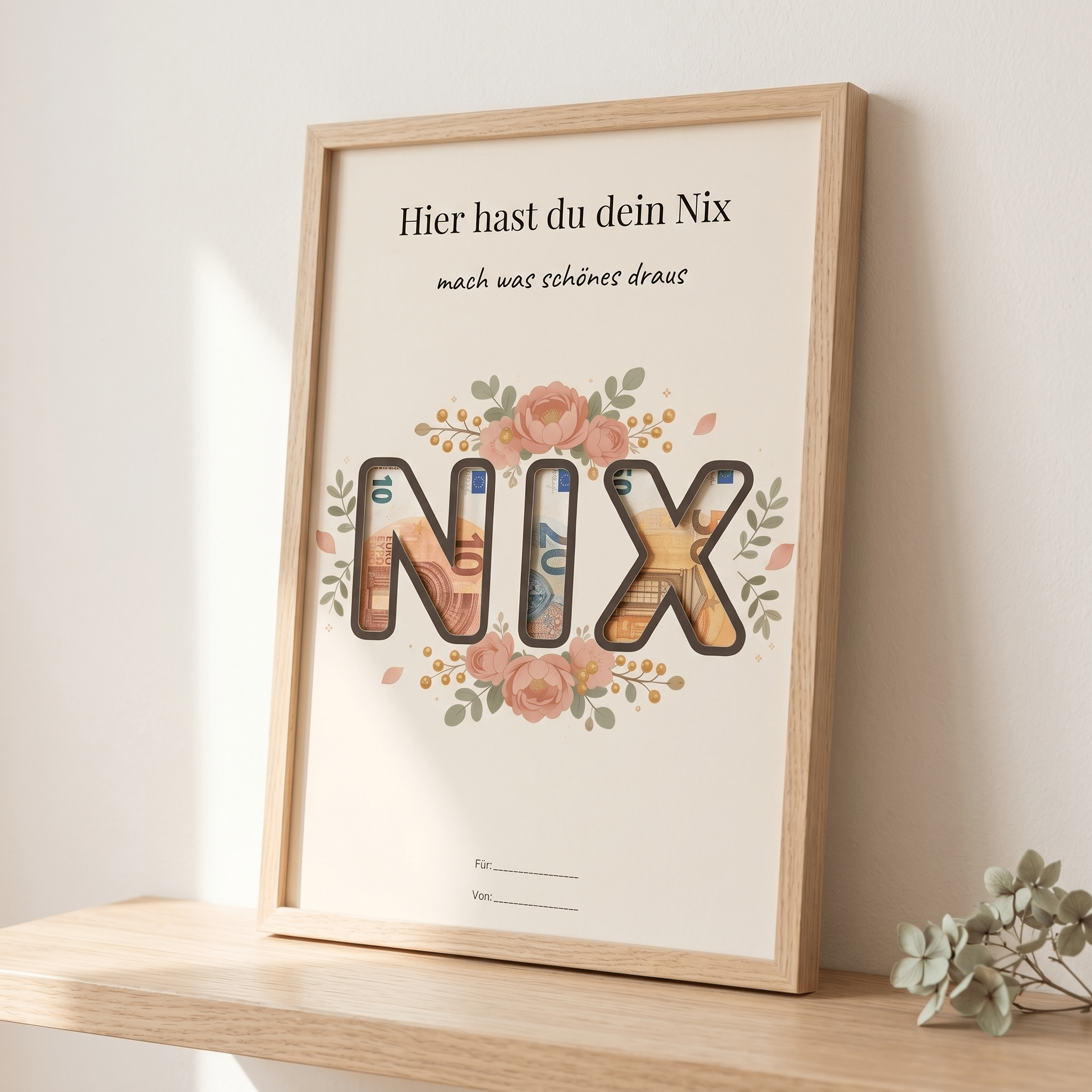 Wunscherfüller "Hier hast du dein Nix", Geldgeschenk Vorlage zum Ausdrucken - Lenora