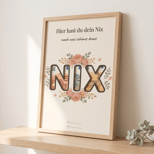 Wunscherfüller "Hier hast du dein Nix", Geldgeschenk Vorlage zum Ausdrucken - Lenora