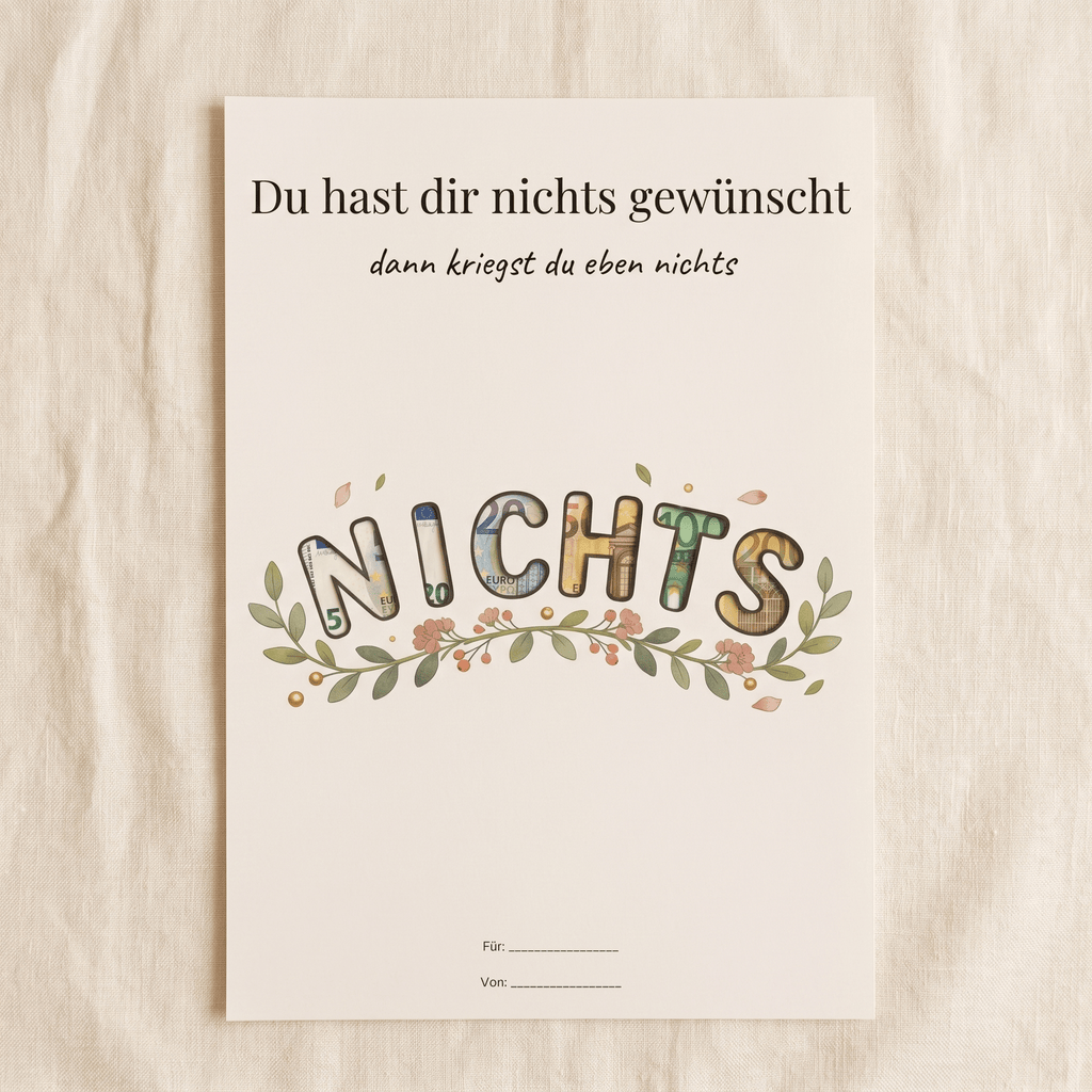 Wunscherfüller "Du hast dir nichts gewünscht", Geldgeschenk Vorlage zum Ausdrucken - Lenora