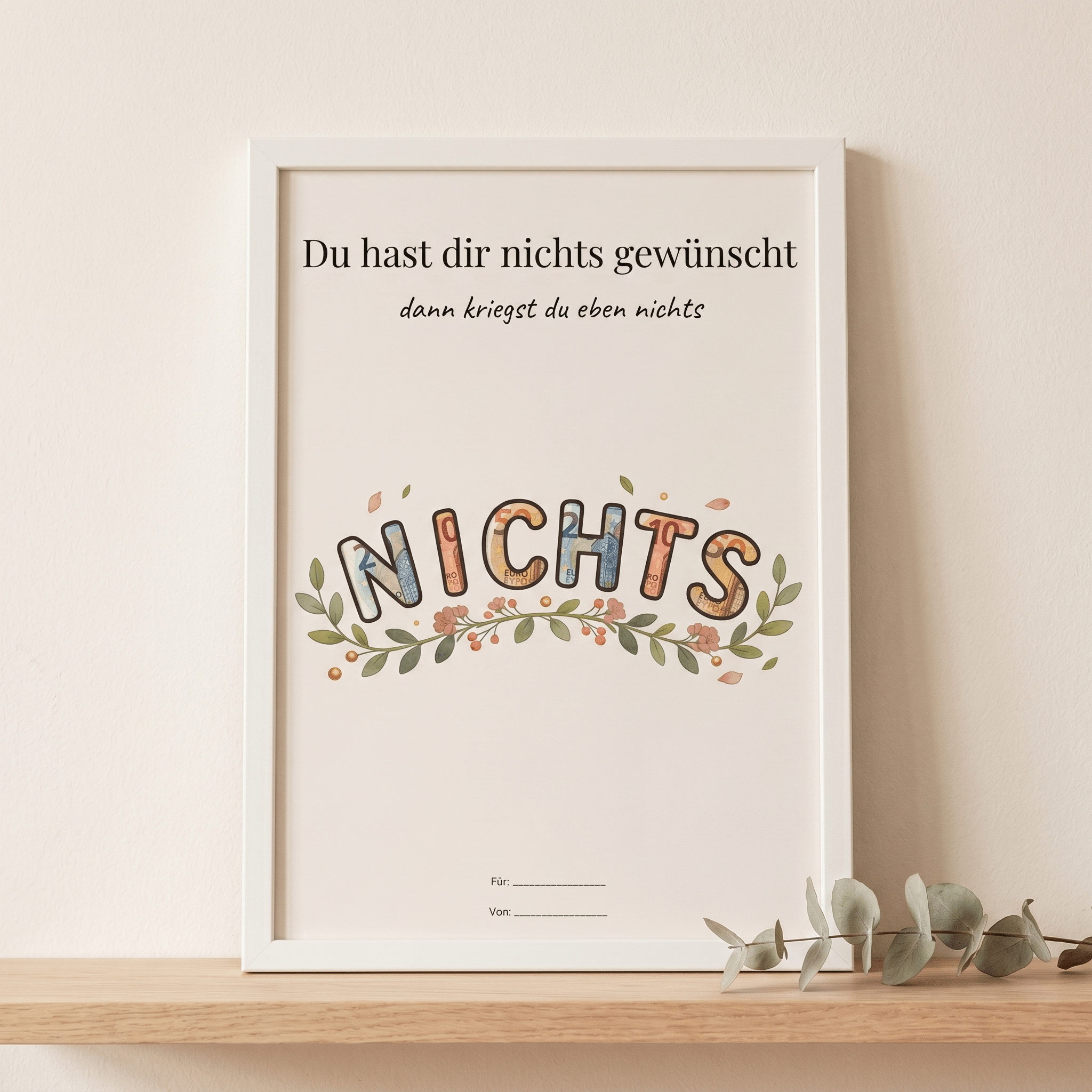 Wunscherfüller "Du hast dir nichts gewünscht", Geldgeschenk Vorlage zum Ausdrucken - Lenora