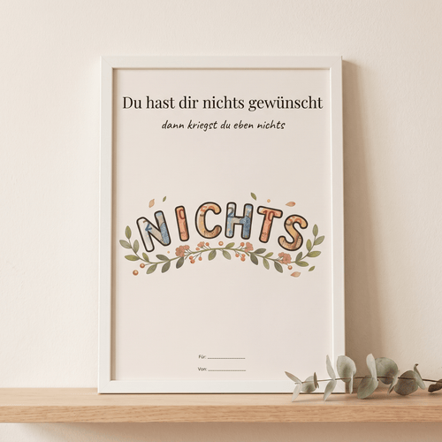 Wunscherfüller "Du hast dir nichts gewünscht", Geldgeschenk Vorlage zum Ausdrucken - Lenora