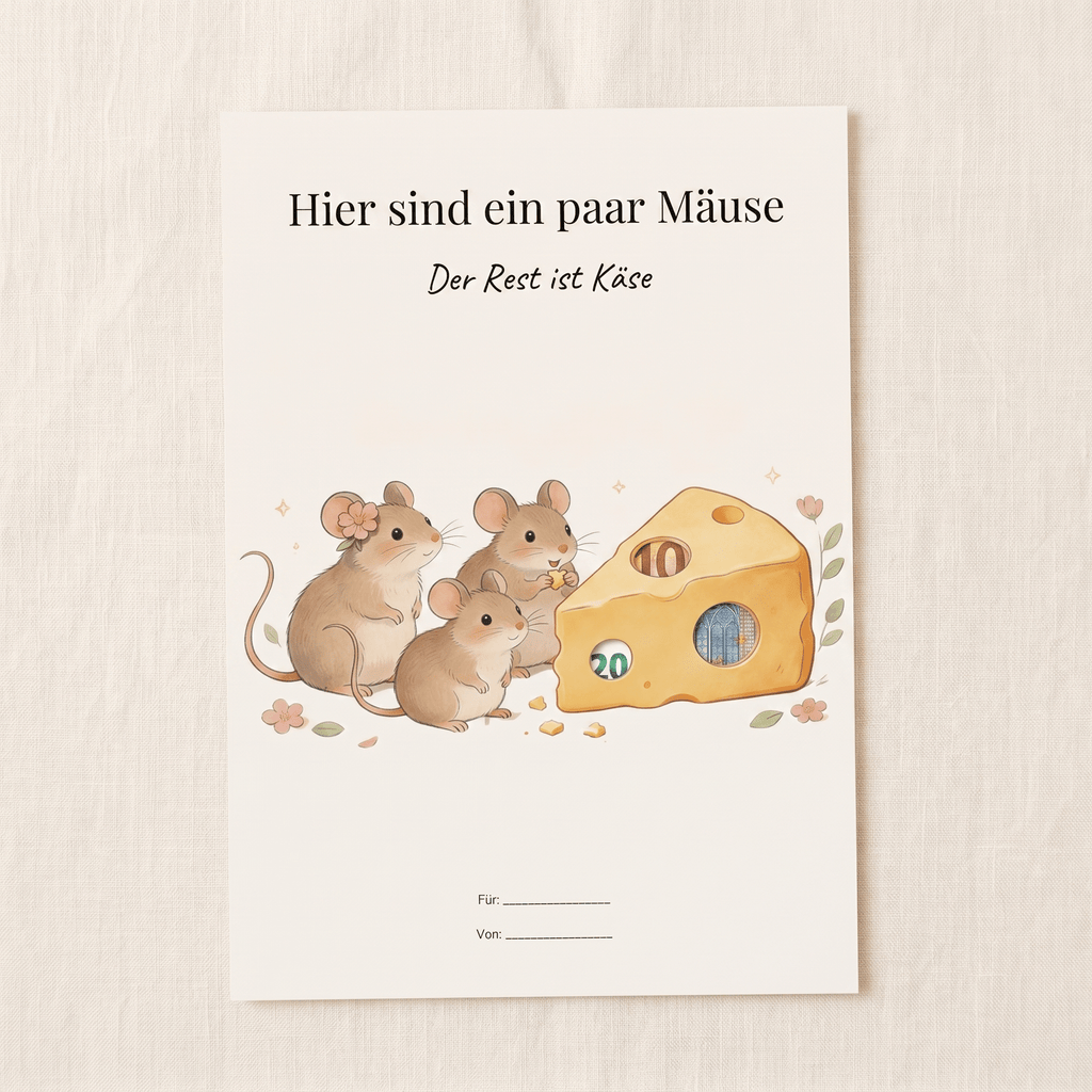 Wunscherfüller "Hier sind ein paar Mäuse" (Motiv 1), Geldgeschenk Vorlage zum Ausdrucken - Lenora