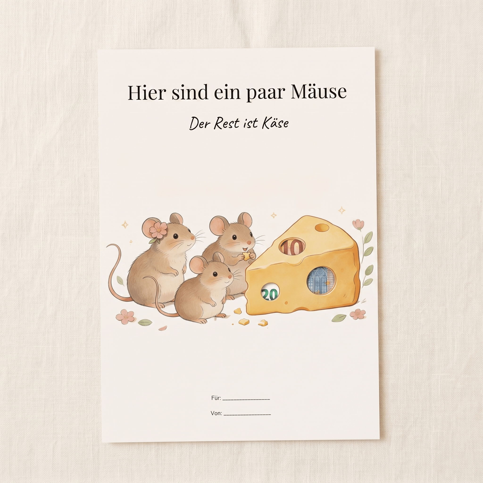 Wunscherfüller "Hier sind ein paar Mäuse" (Motiv 1), Geldgeschenk Vorlage zum Ausdrucken - Lenora