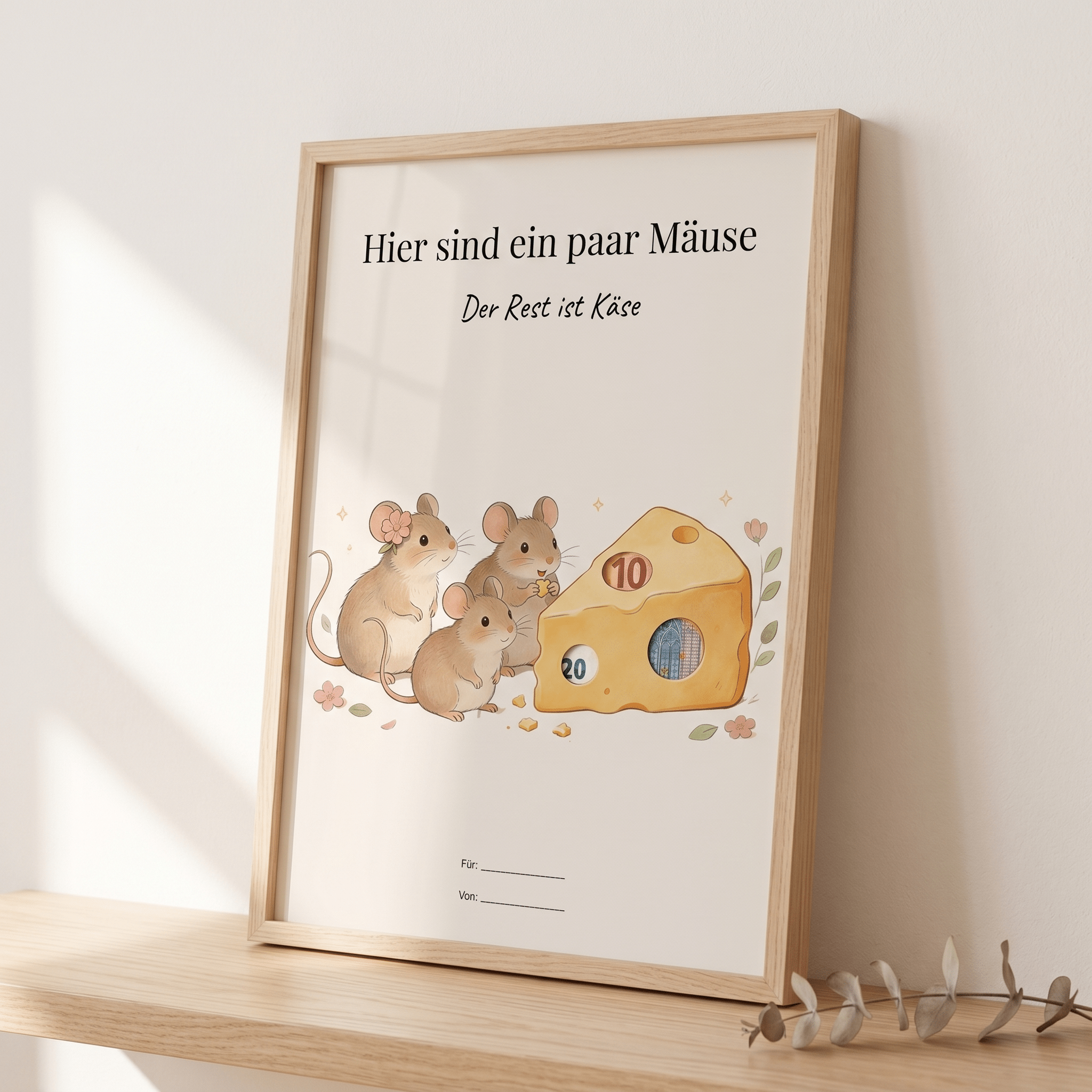 Wunscherfüller "Hier sind ein paar Mäuse" (Motiv 1), Geldgeschenk Vorlage zum Ausdrucken - Lenora