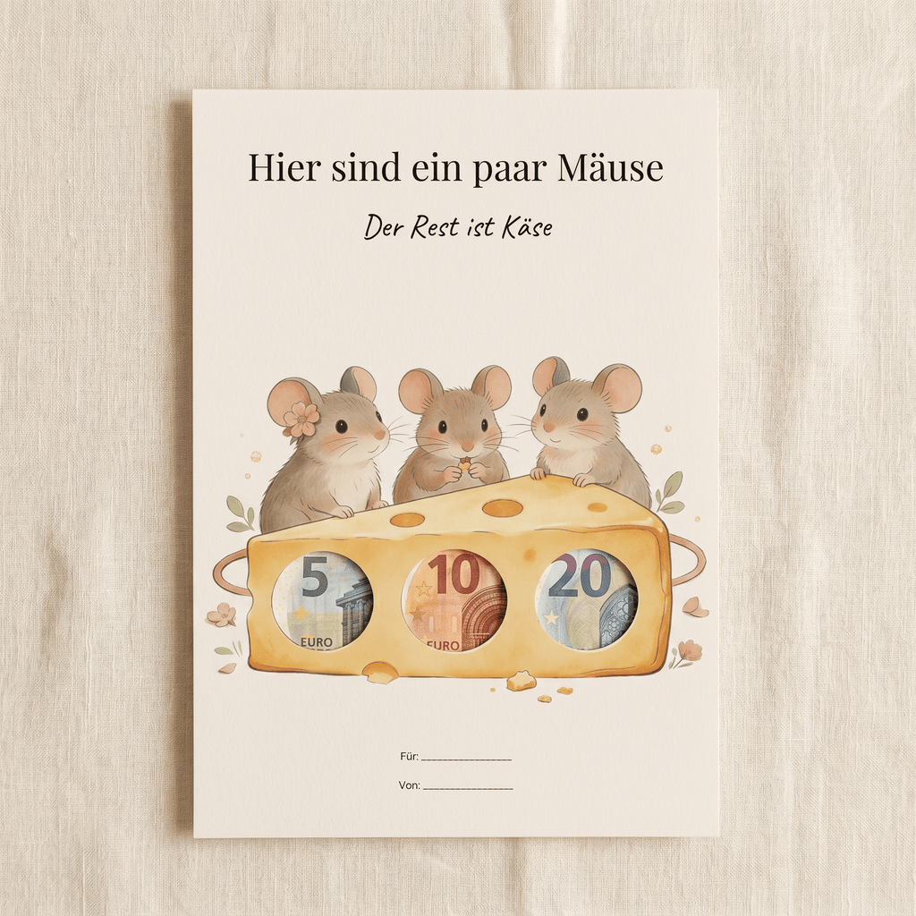 Wunscherfüller "Hier sind ein paar Mäuse" (Motiv 2), Geldgeschenk Vorlage zum Ausdrucken - Lenora