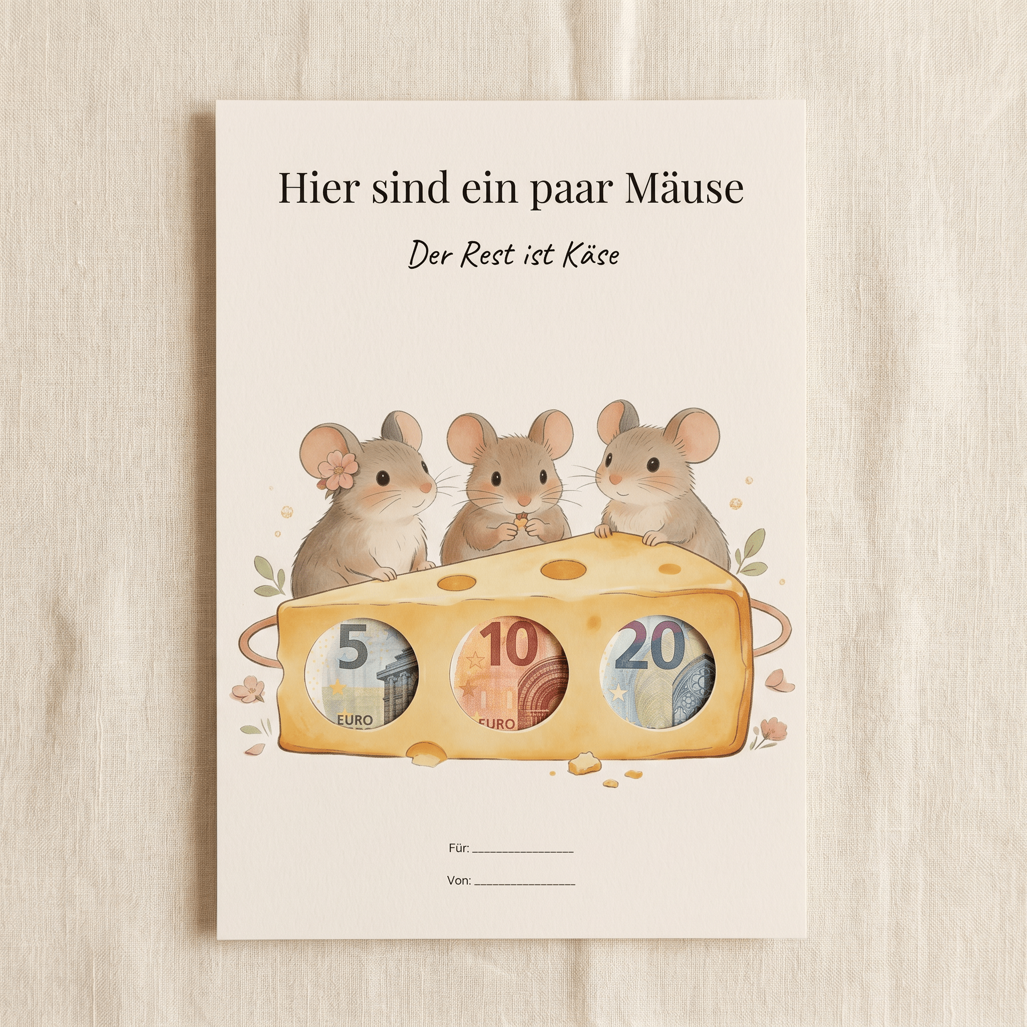 Wunscherfüller "Hier sind ein paar Mäuse" (Motiv 2), Geldgeschenk Vorlage zum Ausdrucken - Lenora