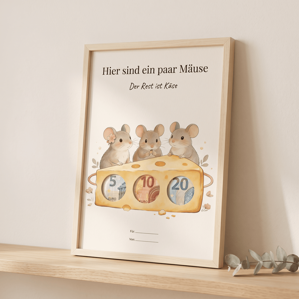 Wunscherfüller "Hier sind ein paar Mäuse" (Motiv 2), Geldgeschenk Vorlage zum Ausdrucken - Lenora