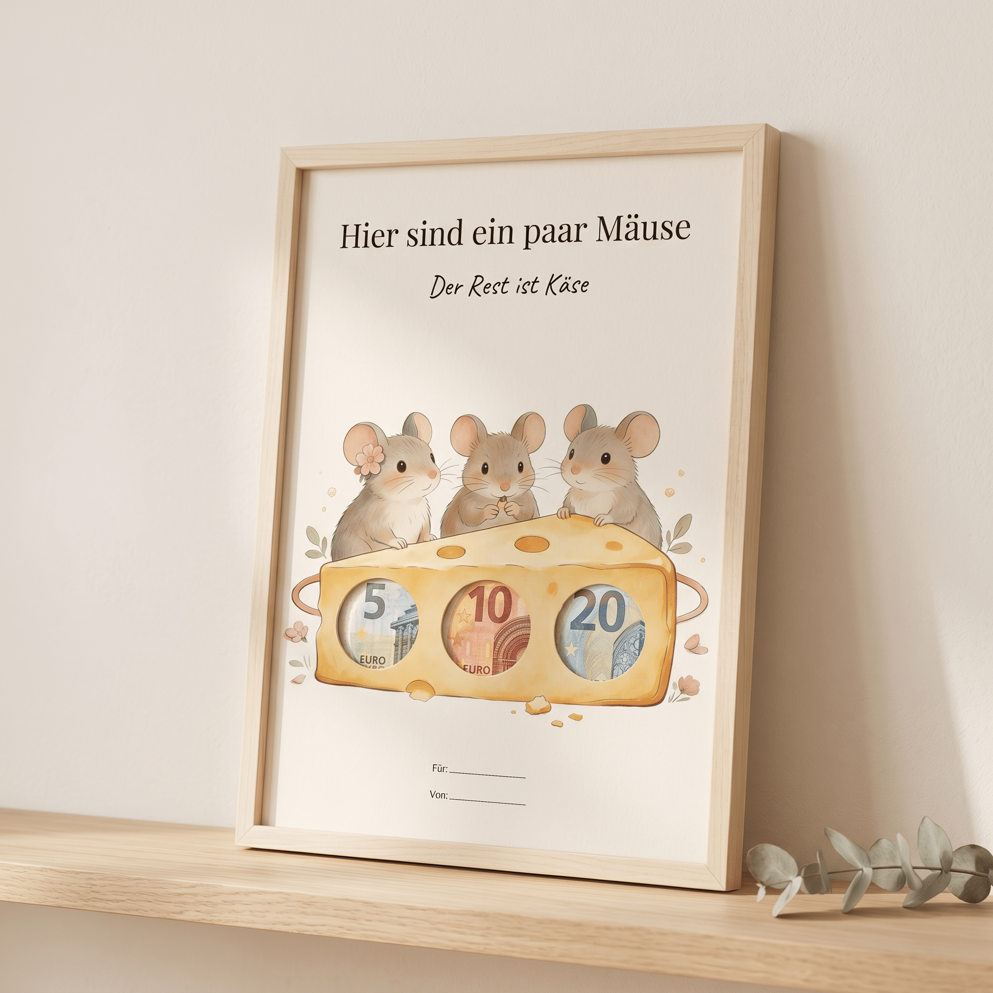 Wunscherfüller "Hier sind ein paar Mäuse" (Motiv 2), Geldgeschenk Vorlage zum Ausdrucken - Lenora