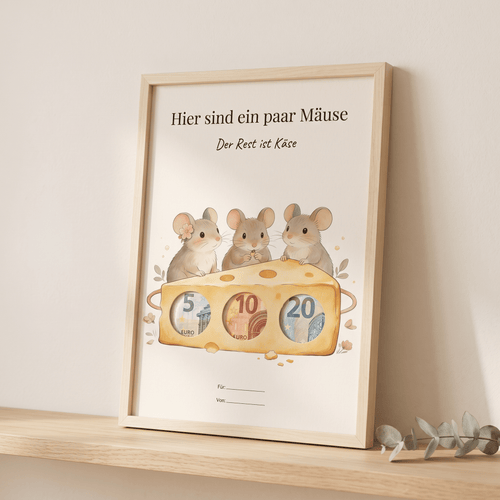 Wunscherfüller "Hier sind ein paar Mäuse" (Motiv 2), Geldgeschenk Vorlage zum Ausdrucken - Lenora