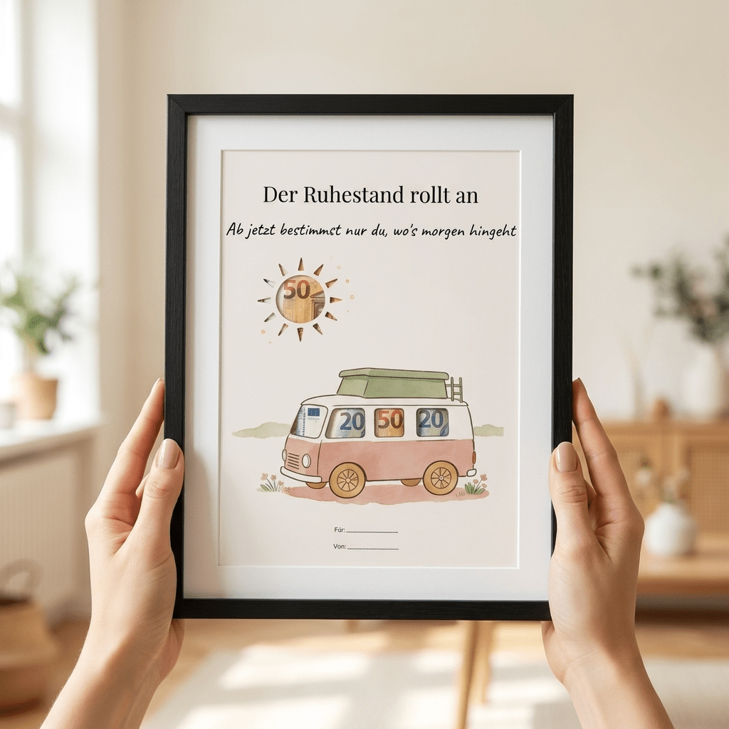 Wunscherfüller - Set Ruhestand — 3er Bundle (Liegestuhl · Segelboot · Camping - Van), Geldgeschenk Vorlage zum Ausdrucken - Lenora