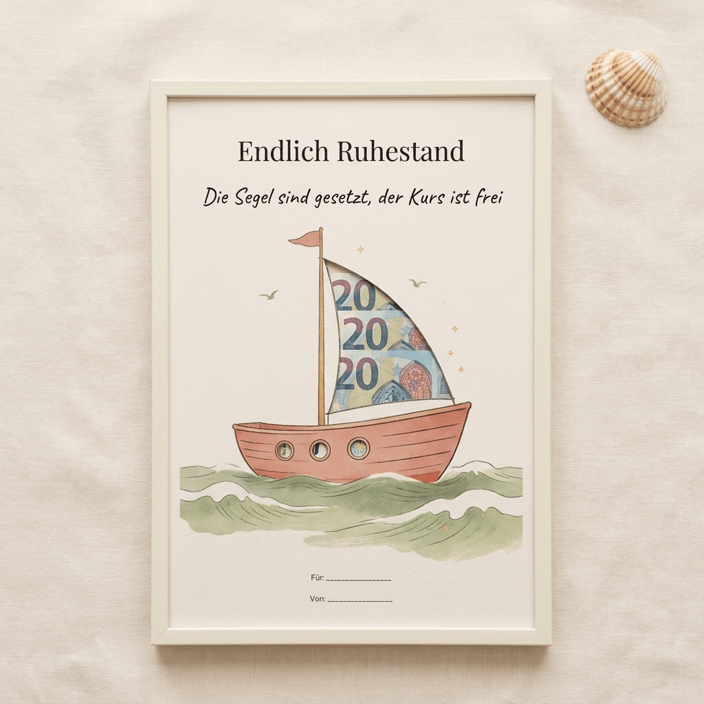 Wunscherfüller - Set Ruhestand — 3er Bundle (Liegestuhl · Segelboot · Camping - Van), Geldgeschenk Vorlage zum Ausdrucken - Lenora