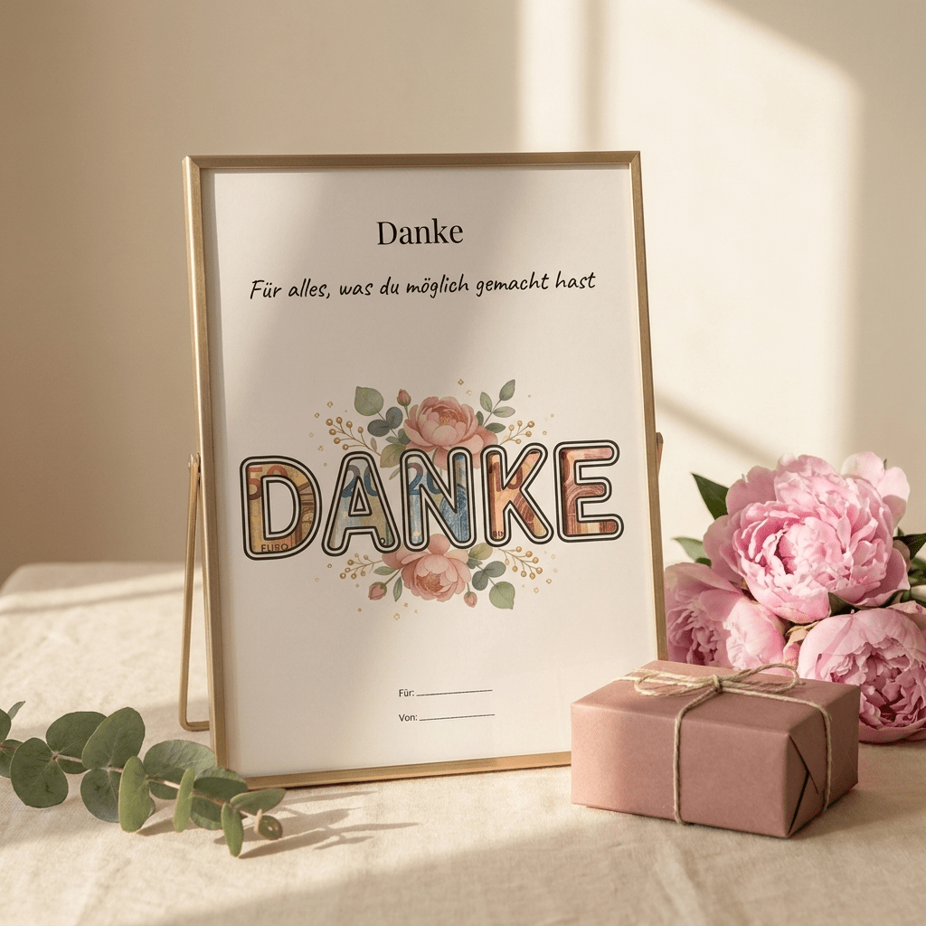 Wunscherfüller - Set "Danke" - 5er Bundle, Geldgeschenk Vorlage zum Ausdrucken - Lenora