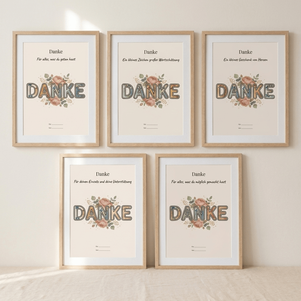 Wunscherfüller - Set "Danke" - 5er Bundle, Geldgeschenk Vorlage zum Ausdrucken - Lenora