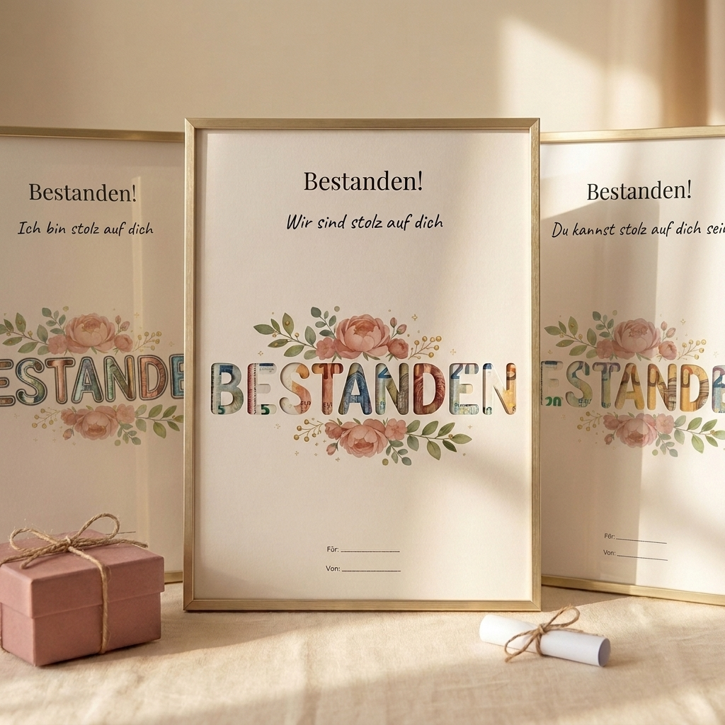 Wunscherfüller-Set "Bestanden!" Stolz auf dich · 3er Bundle (für Prüfung, Führerschein, Abschluss)