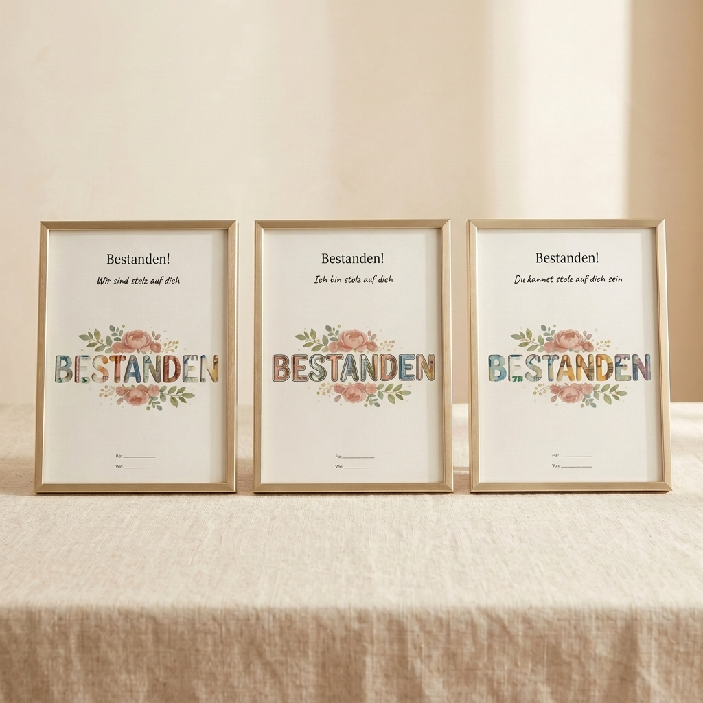 Wunscherfüller-Set "Bestanden!" Stolz auf dich · 3er Bundle (für Prüfung, Führerschein, Abschluss)