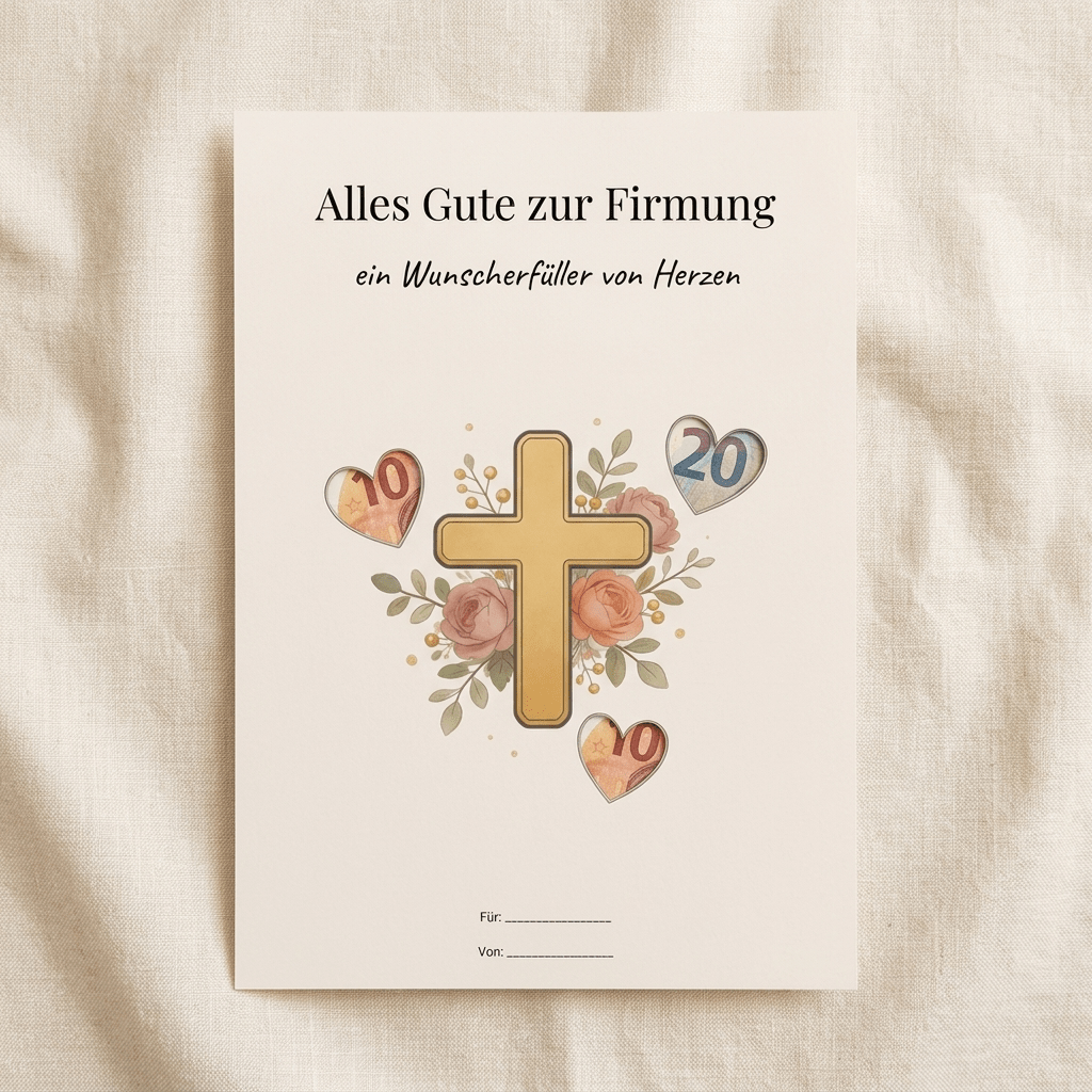 Wunscherfüller Firmung - Kreuz, Geldgeschenk Vorlage zum Ausdrucken - Lenora