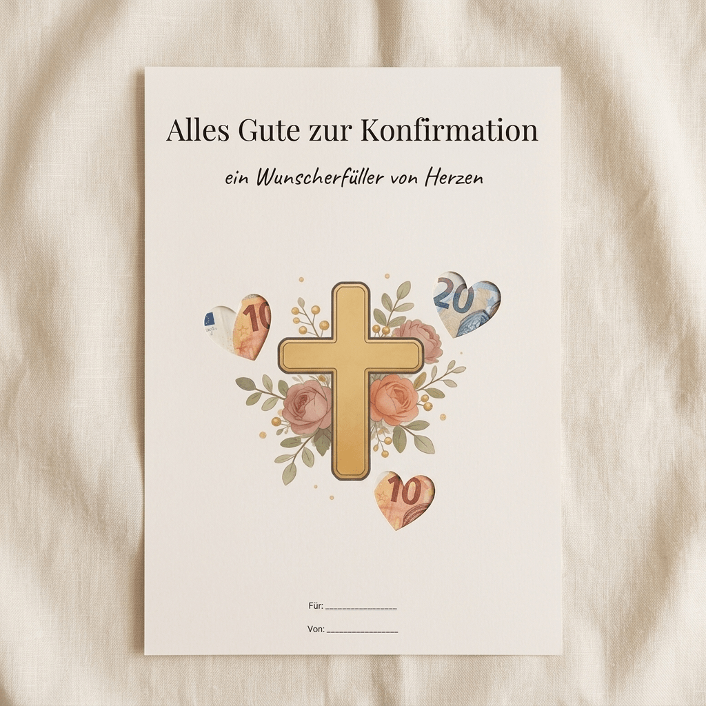 Wunscherfüller Konfirmation - Kreuz, Geldgeschenk Vorlage zum Ausdrucken - Lenora