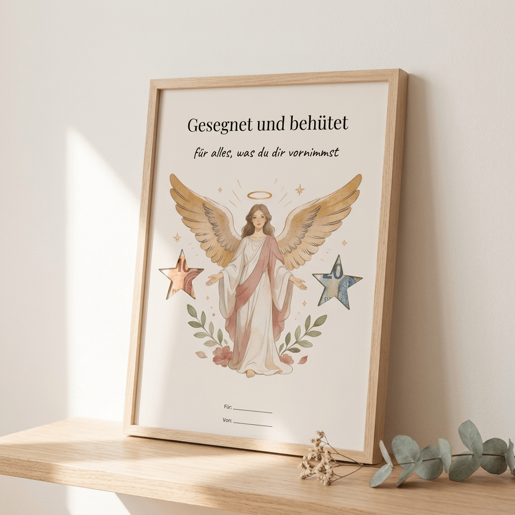 Wunscherfüller Christlich - Engel, Geldgeschenk Vorlage zum Ausdrucken - Lenora