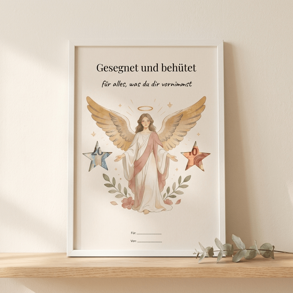 Wunscherfüller Christlich - Engel, Geldgeschenk Vorlage zum Ausdrucken - Lenora