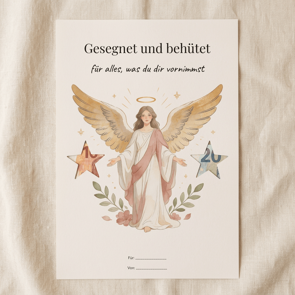 Wunscherfüller Christlich - Engel, Geldgeschenk Vorlage zum Ausdrucken - Lenora